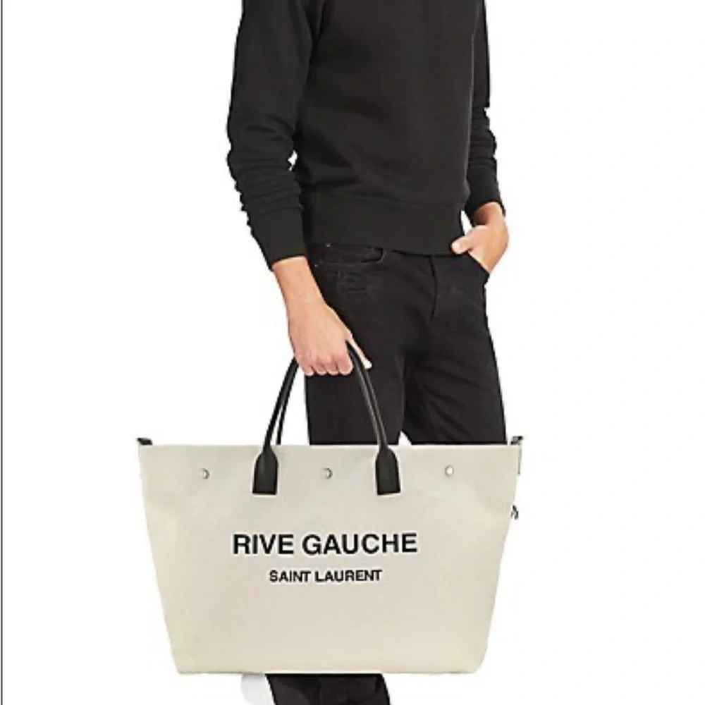 Saint Laurent. Rive Gauche Canvas Tote Bag - Picture 3 of 4